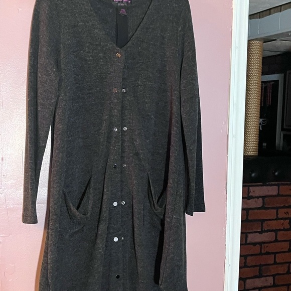 Elena Wang cardigan sweater long line Lagen look duster triangle hemline artsy M - Picture 11 of 14
